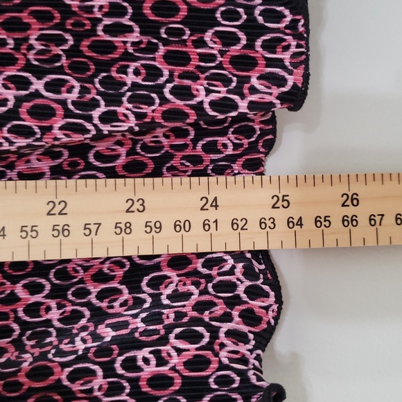 Y2k 90s Babydoll Top Small Pink Black Geometric Retro Accordian 3/4 Sleeves - Picture 5 of 7